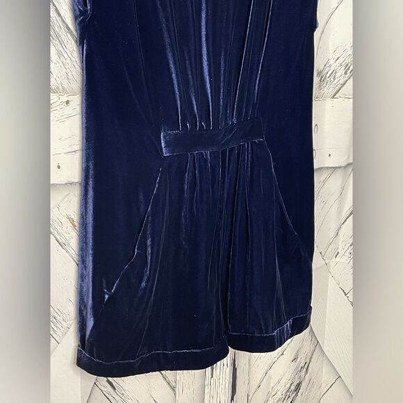 BCBGMAXAZRIA Blue Velvet Romper S - Picture 4 of 10